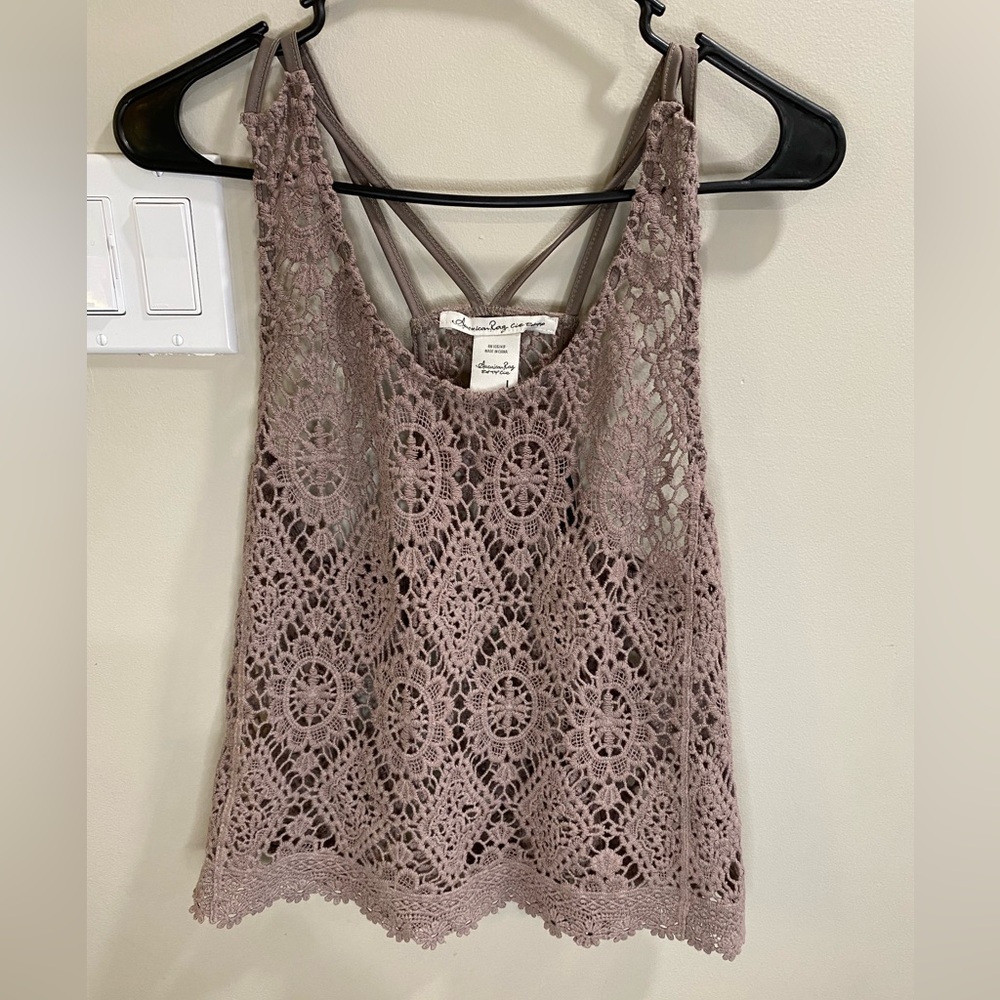 AMERICAN RAG lace boho tank, EUC, size Large
